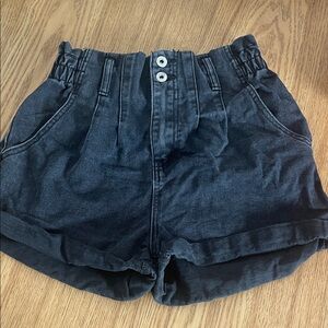 Elegant High Waist Black Denim Shorts